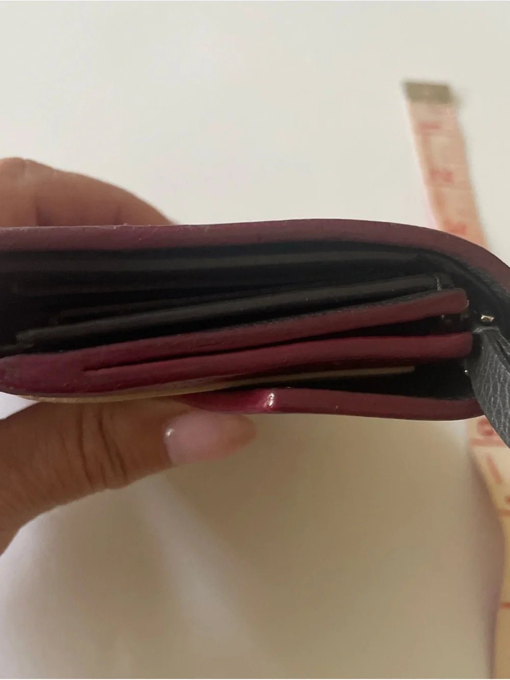 Louis Vuitton Burgundy and Cream Envelope Card Wallet